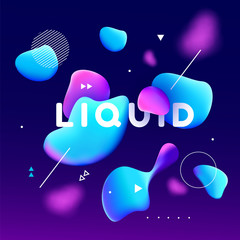 Abstract color liquid shapes. Flow. Fluid. Blue and pink. geometric elements. Modern background. Vector illustration. eps 10