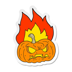 sticker of a cartoon halloween pumpkin