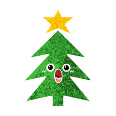 retro illustration style cartoon christmas tree