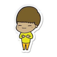 sticker of a cartoon smug boy