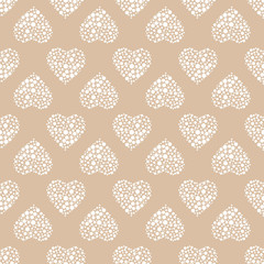 Vector Gold seamless pattern. Hearts with dots. Wedding Surface design