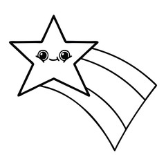 line drawing cartoon shooting rainbow star