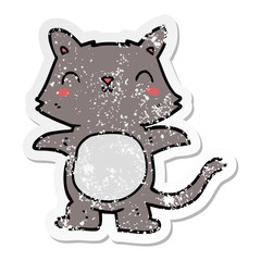 distressed sticker of a cartoon cat