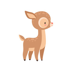 Cute Baby Deer, Adorable Forest Fawn Animal Vector Illustration