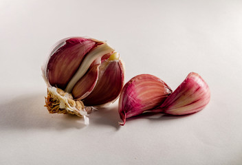 ajos sobre fondo blanco