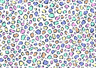 Pastel colored Seamless Leopard pattern design, vector illustration background. Fur animal skin design illustration for web, fashion, textile, print, and surface design