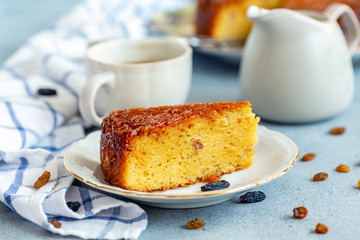 Piece of Kugel a traditional Jewish dessert food.
