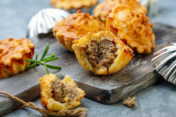 Homemade mini-pies with meat filling.