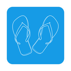 Icono plano lineal chanclas en cuadrado color azul