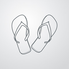 Icono plano lineal chanclas en fondo gris