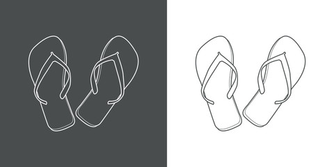 Icono plano lineal chanclas en gris y blanco