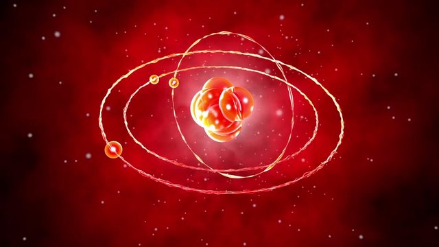Animation of Atomic with electrons and protons moving in the microcosmos.
