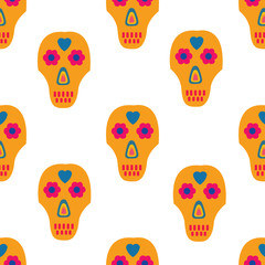 Vector Pattern of the festive skeleton for Cinco de mayo carnaval. Deadh day in Mexico.