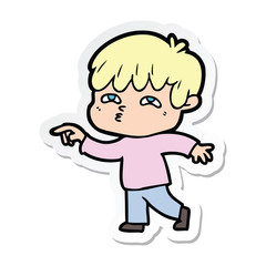 sticker of a cartoon curious man