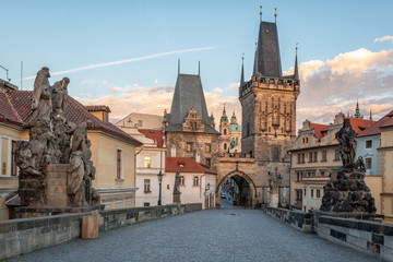 Fototapeta premium The Charles bridge and the river Vltava Prague Czech republic