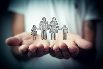Family care and protection insurance concept