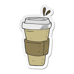 sticker of a cartoon coffee cup