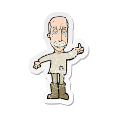 retro distressed sticker of a cartoon annoyed old man