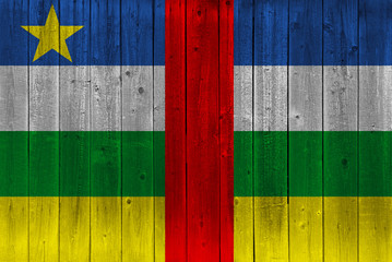 Central African Republic flag painted on old wood plank