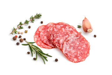 Salami slices with black pepper