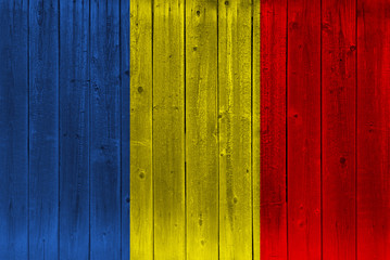 Chad flag painted on old wood plank