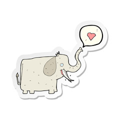 sticker of a cartoon elephant with love heart