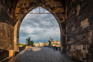 Fototapeta premium The Charles bridge and the river Vltava Prague Czech republic