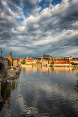 The Charles bridge and the river Vltava Prague Czech republic