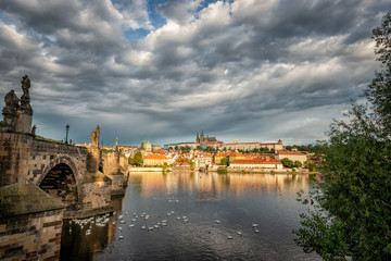 The Charles bridge and the river Vltava Prague Czech republic