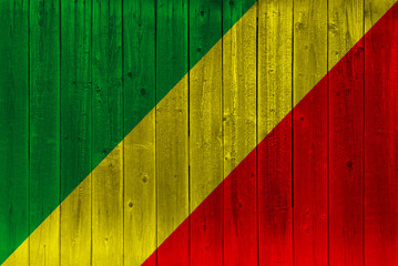 Congo flag painted on old wood plank