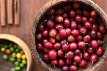 close up of  fresh coffee beans for background