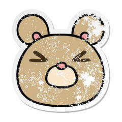 distressed sticker of a quirky hand drawn cartoon bear face