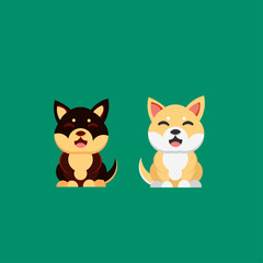 Funny shiba inu dog smile icon, vector illustration