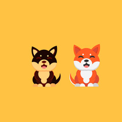Funny shiba inu dog smile icon, vector illustration