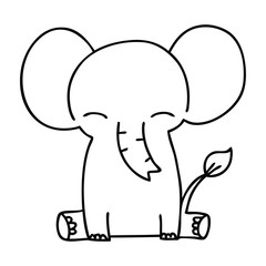 quirky line drawing cartoon elephant