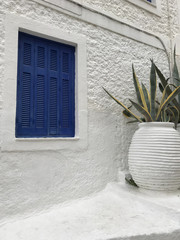 authentic traditional greek landscape background white, blue