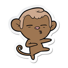 Obraz na płótnie Canvas sticker of a cartoon suspicious monkey