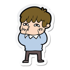 sticker of a cartoon curious man
