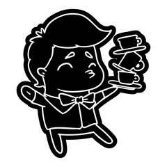 cartoon icon of a kawaii cute waiter