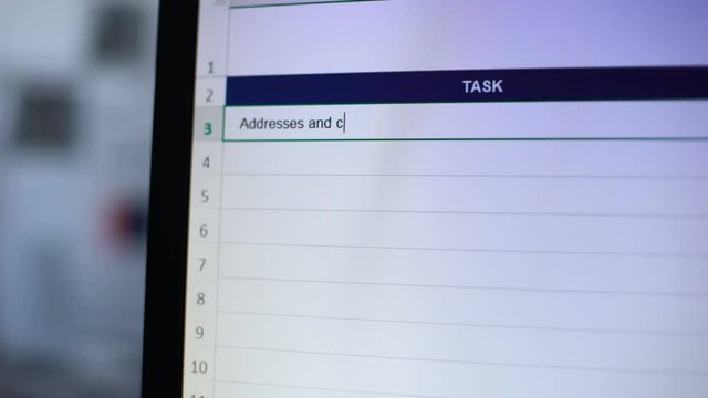 Addresses and contact info for clients written in task diary, secretary schedule