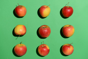 Ripe apples on color background