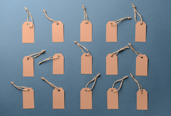 Blank tags on grey background