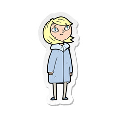 sticker of a cartoon happy girl