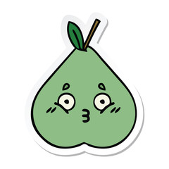 sticker of a cute cartoon green pear