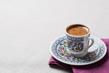 Black coffee in traditional Turkish cup - 252805341