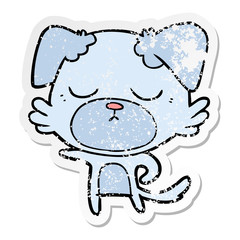 distressed sticker of a cute cartoon dog