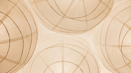 Paper Chinese lamps on the ceiling. Abstract background in white color.