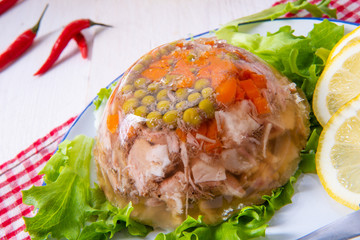 tasty aspic  with pork knuckle and pork legs