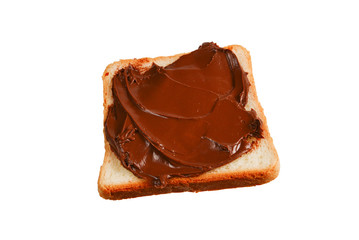 Сhocolate paste sandwich isolated on white background. 