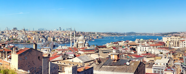 Cityscape panorama of Istanbul over Bosporus strait, Turkey